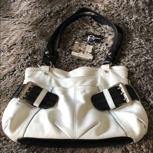B. Makowsky Black & White Leather Handbag